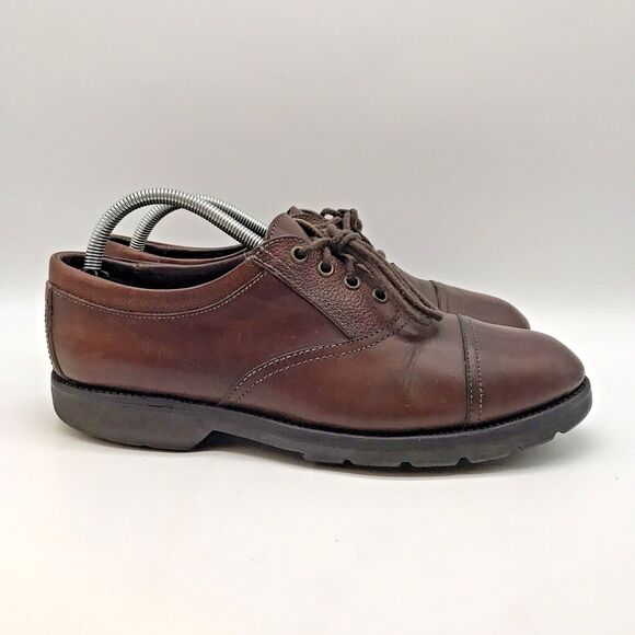 Allen Edmonds Park Avenue Oxfords Men's 9.5B Brown Cap Toe Vibram Gumlite Soles - Picture 1 of 12